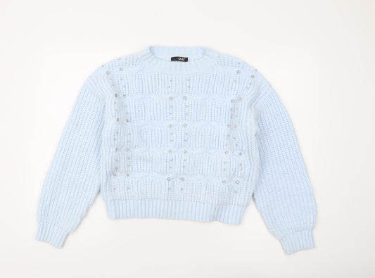 Quiz Women's Blue Beaded Pullover Jumper, Size S