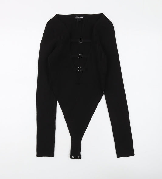 PrettyLittleThing Black Bodysuit, Women, M, Casual Stretch