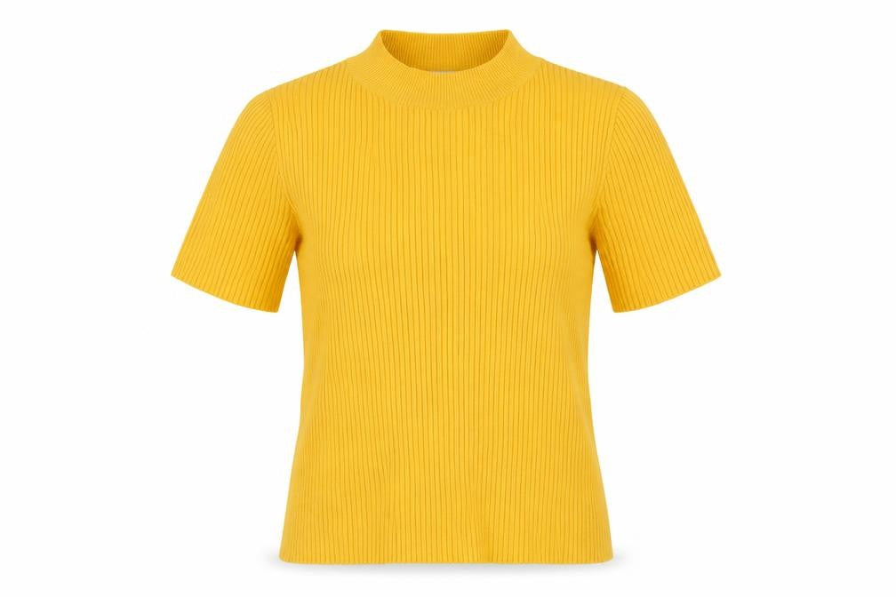Bershka Women's Yellow High Neck Pullover Jumper, Size 8
