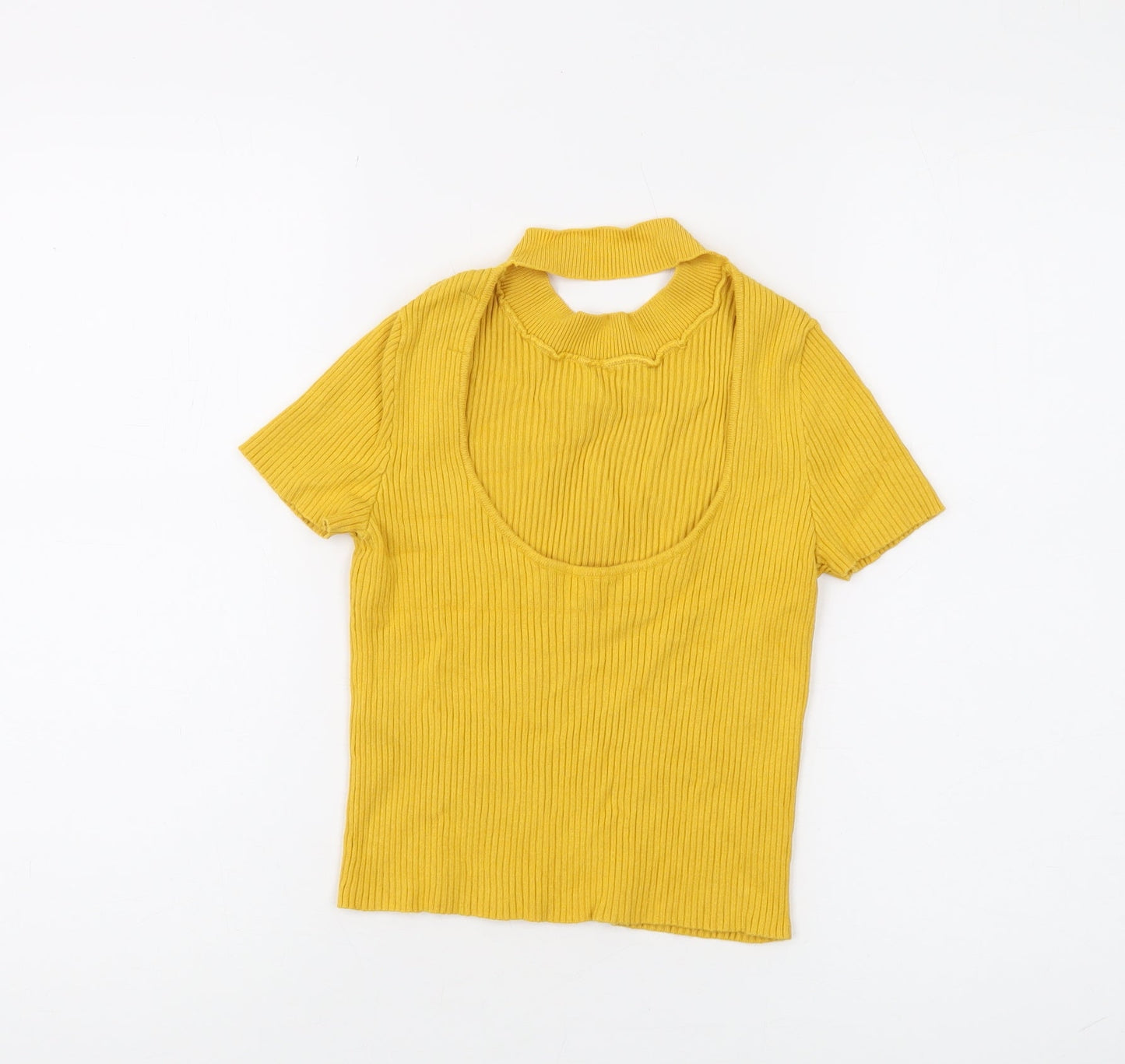 Bershka Women's Yellow High Neck Pullover Jumper, Size 8