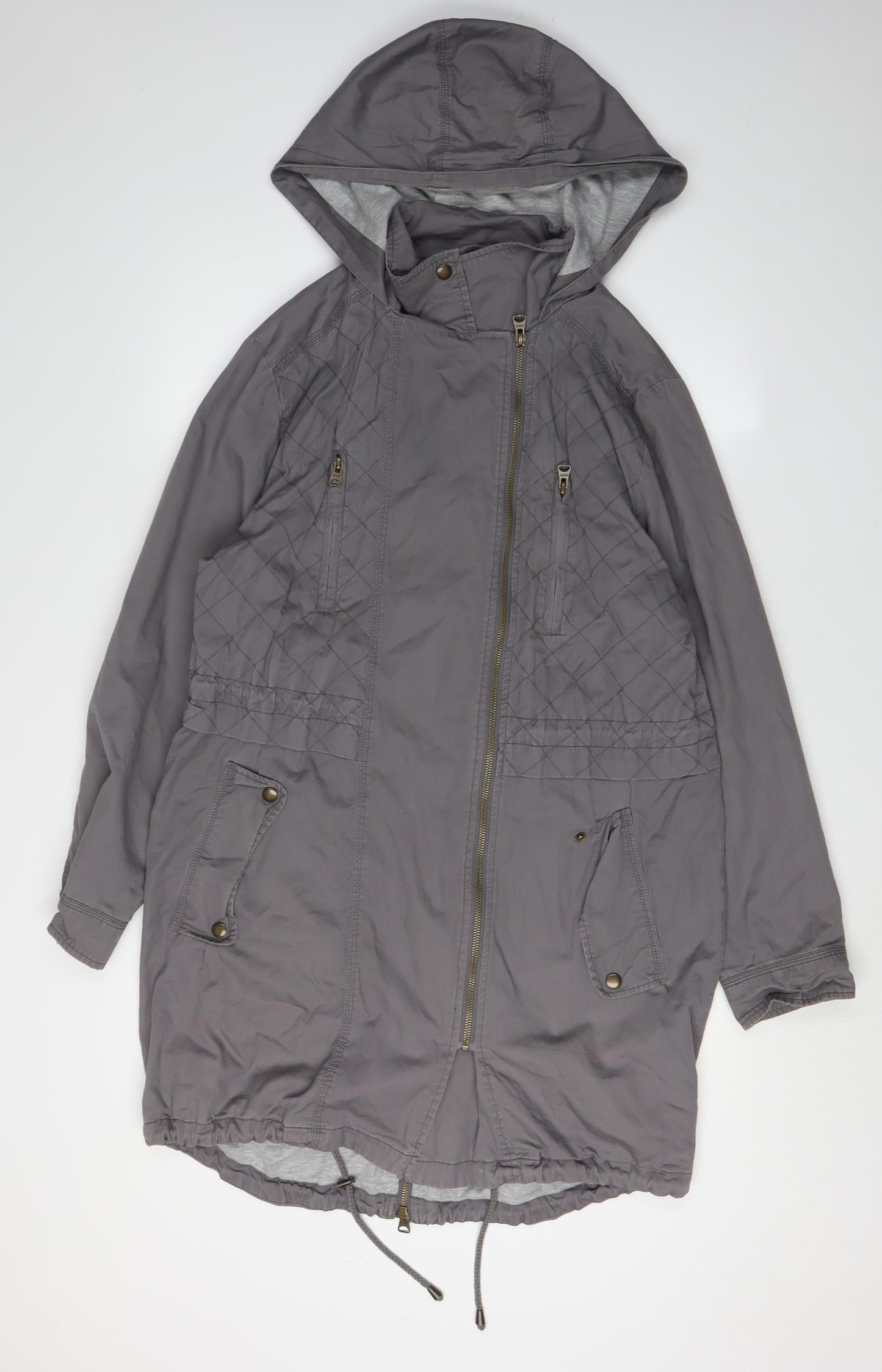 Indigo Collection Women's Grey Quilted Parka - Size 12