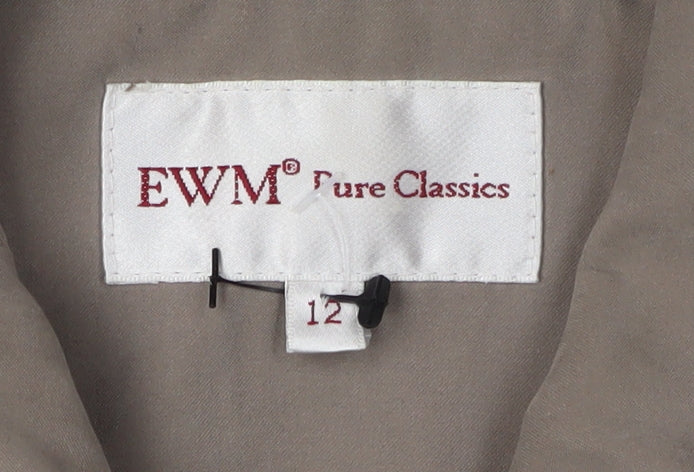 EWM Women's Brown Jacket Size 12, Collared Mid-Length