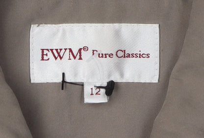 EWM Women's Brown Jacket Size 12, Collared Mid-Length