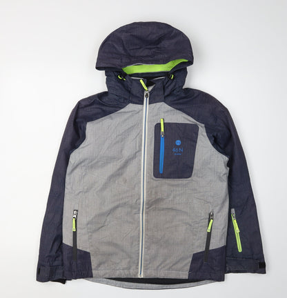 Additional front view of 46 N boys’ grey puffer jacket with hood, size 15, years