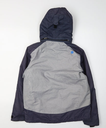 Back view of 46 N boys’ grey puffer jacket with hood, size 15, years