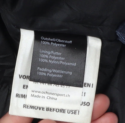 Brand and care label for 46 N boys’ grey puffer jacket with hood, size 15, years
