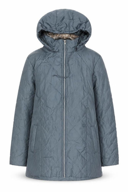 Front view of Anne De Lancay Women's Grey Puffer Jacket M