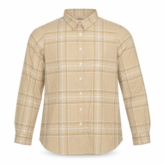 Lands' End Men Beige Plaid Casual Shirt XL