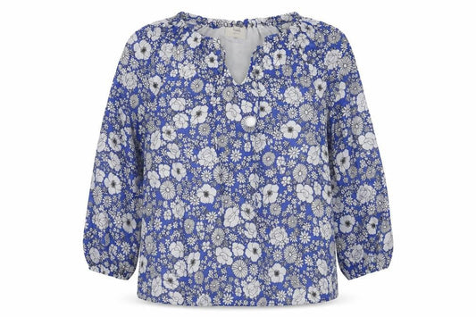 Lush Women's Blue Floral Tunic Blouse - Size S