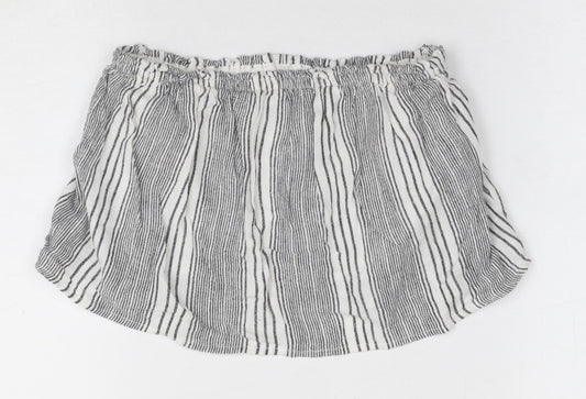 Hollister Women’s White Striped Cropped Blouse, S