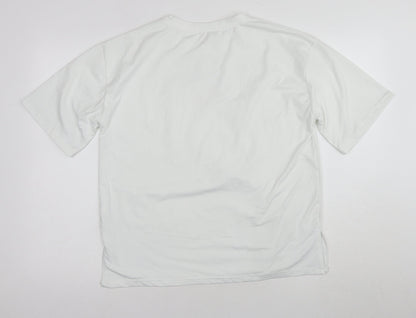 Preloved White Unisex Adults Basic T-Shirt L Round Neck - Back