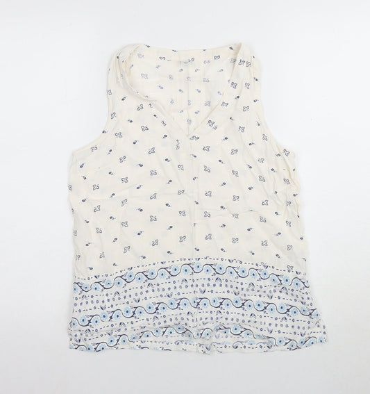 Old Navy Women’s Ivory Floral Tank Top, S, V-Neck