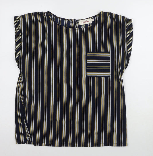 Louche Women's Black Striped Blouse Size 10 Casual