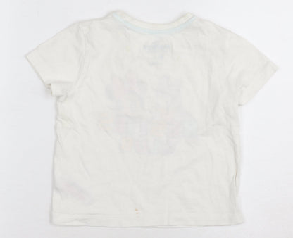 Back view of Disney girls’ white graphic print t-shirt, 3-4 years, casual wear