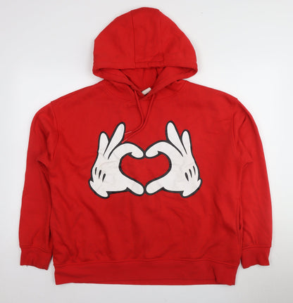 Disney Womens Red Hoodie L - Graphic Print Pullover