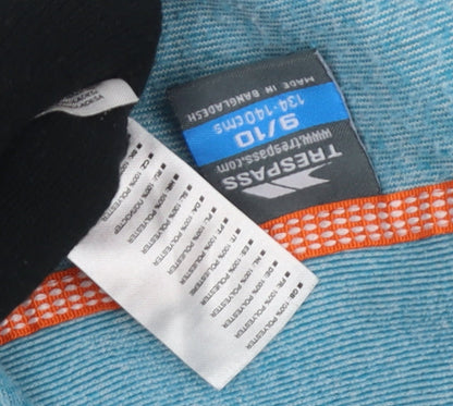 Close-up detail of Trespass boys’ blue lightweight sweatshirt 9-10 years