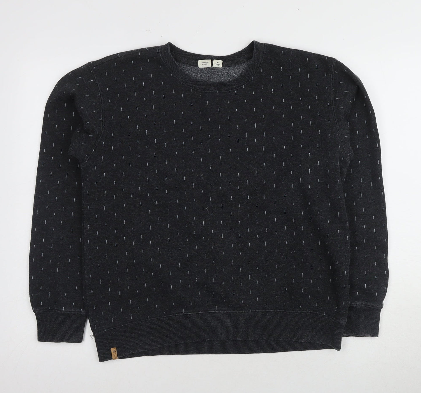 Men's Black Pullover Sweatshirt, Knit Fabric - Medium