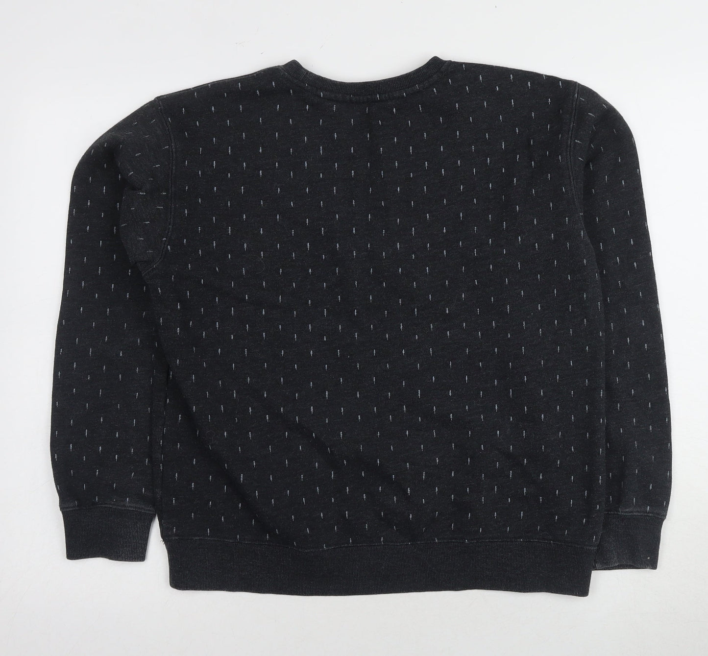 Men's Black Pullover Sweatshirt, Knit Fabric - Medium