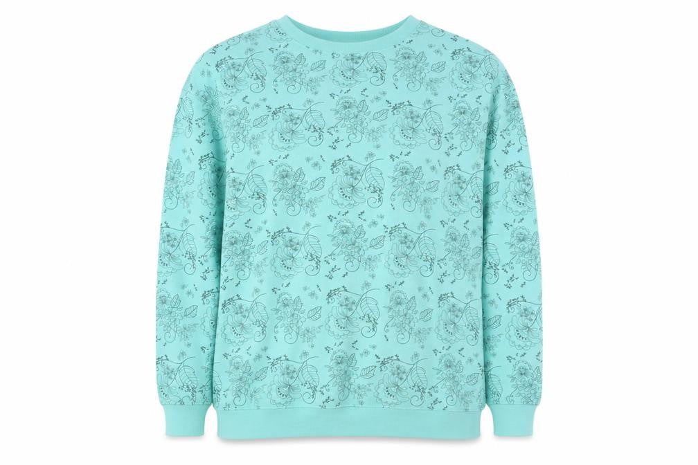 Damart Women’s Blue Floral Pullover Sweatshirt, Size M