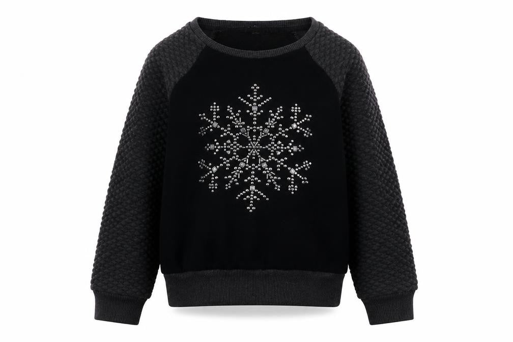Gap Girls Black Snowflake Pullover Sweatshirt 10 Years