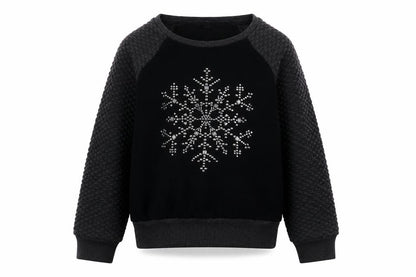 Front view of Gap girls’ black snowflake pullover sweatshirt 10 years