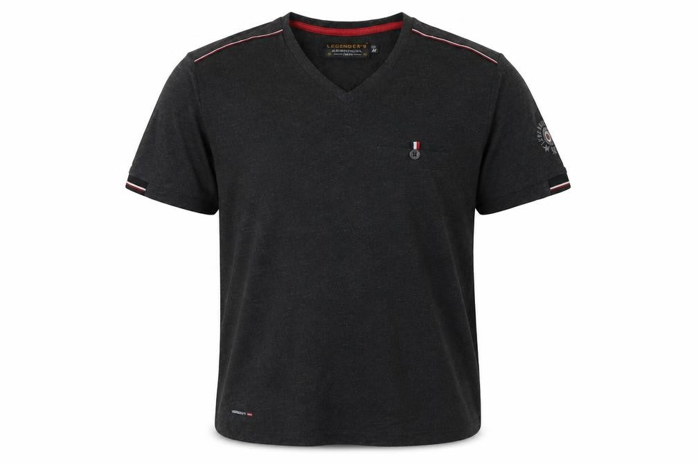Legend's Men Black V-Neck Contrast Trim T-Shirt M