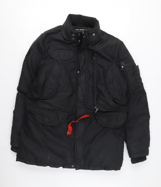 Red Bridge Men's Black Parka Jacket, Size S, Casual Winter Coat