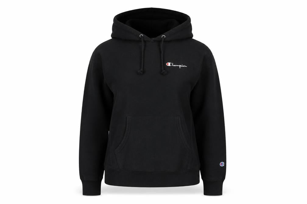Champion Unisex Black Pullover Hoodie, Small, Casual Style