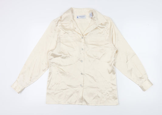 Marsh Landing Beige Women's Blouse Petite Size Collared Casual