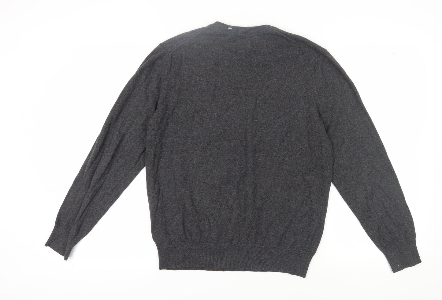 St John's Bay Men's Grey Pullover Jumper, V-Neck, M