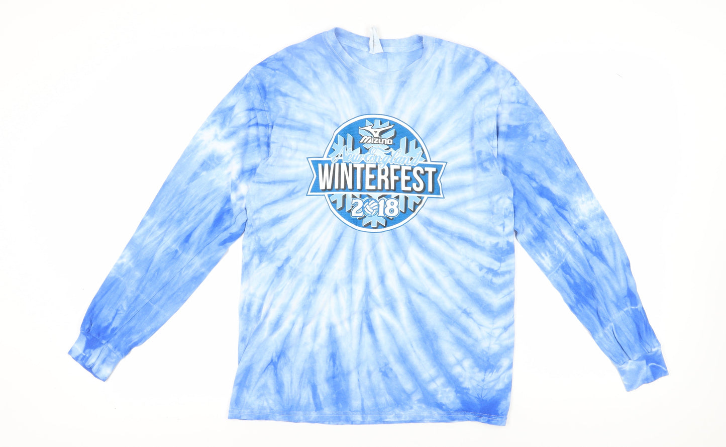 Gildan Men's Blue Sports Graphic Long Sleeve T-Shirt M