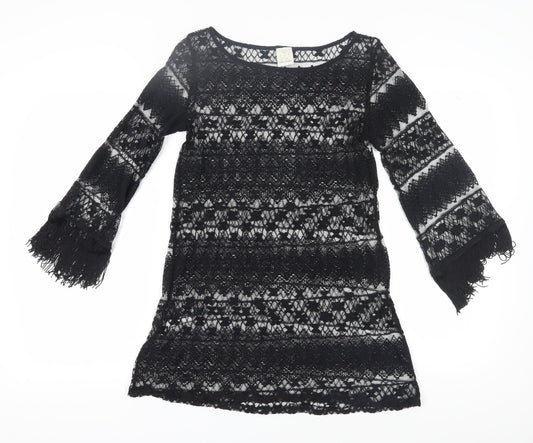 Ella Moss Women's Black Shift Dress S 3/4 Sleeve