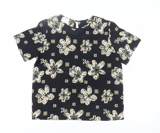 Bobbie Brooks Women's Black Floral Blouse, M, Excellent