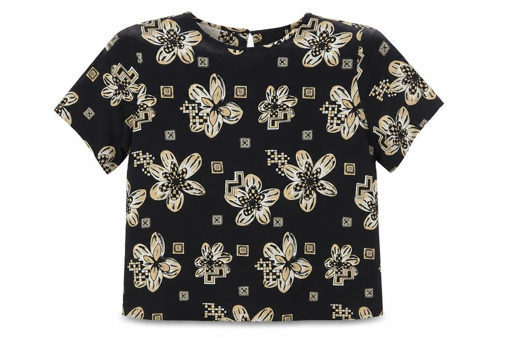 Bobbie Brooks Women's Black Floral Blouse, M, Excellent