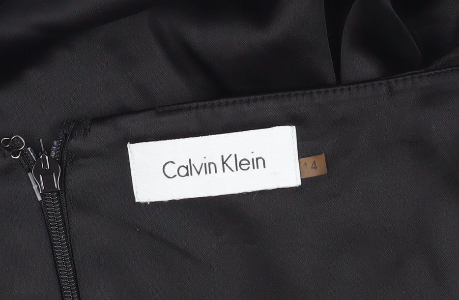 Calvin Klein Women's Black Knee Length Sheath Dress, Size 14