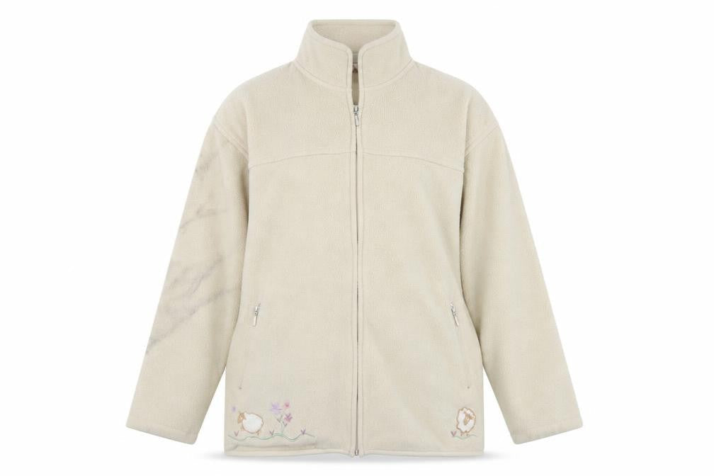 EWM Pure Classics Women's Beige Fleece Full Zip Sweatshirt, Size L