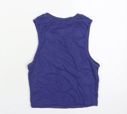 Pull&Bear Womens Blue Cropped Tank, Medium, Sleeveless