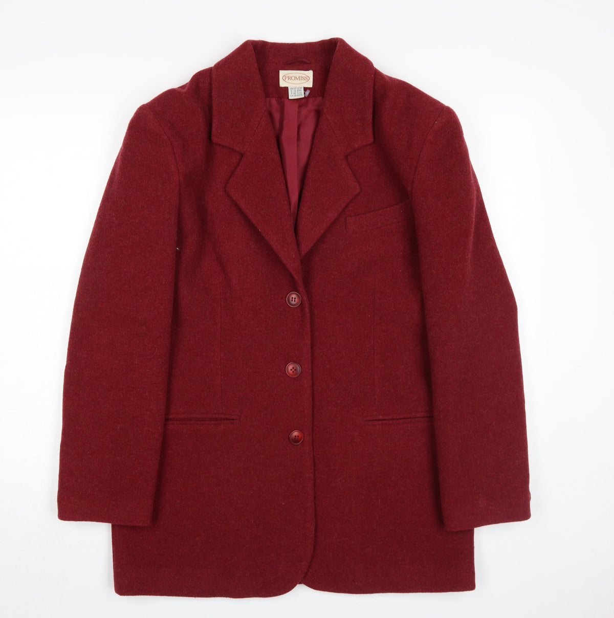 Promiss Women's Red Wool Coat Size 12 - Classic Style