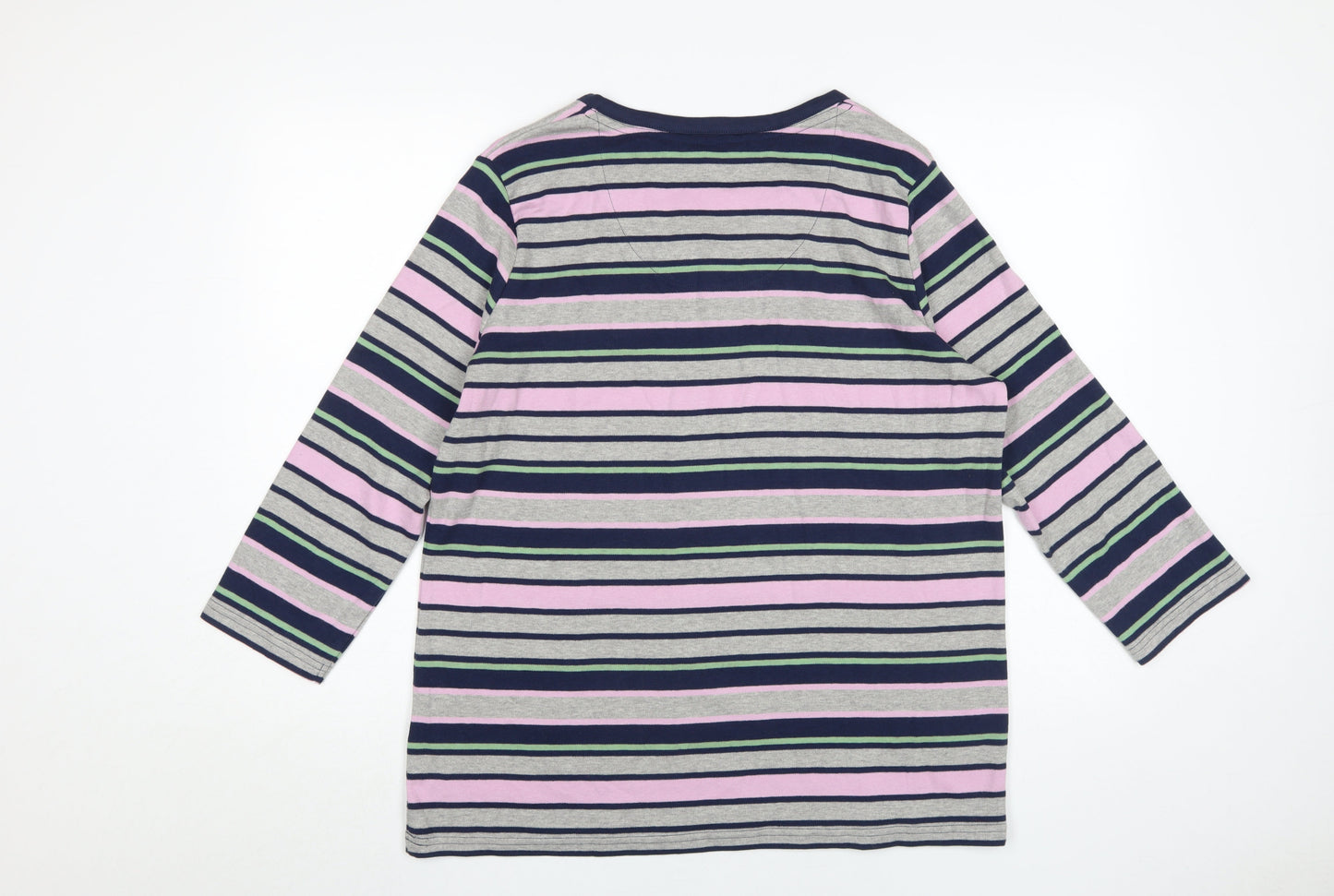 ISLE Women's Multicoloured Striped Henley Tee Size 14