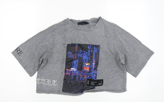 The Couture Club Grey Cropped T-Shirt, Unisex S