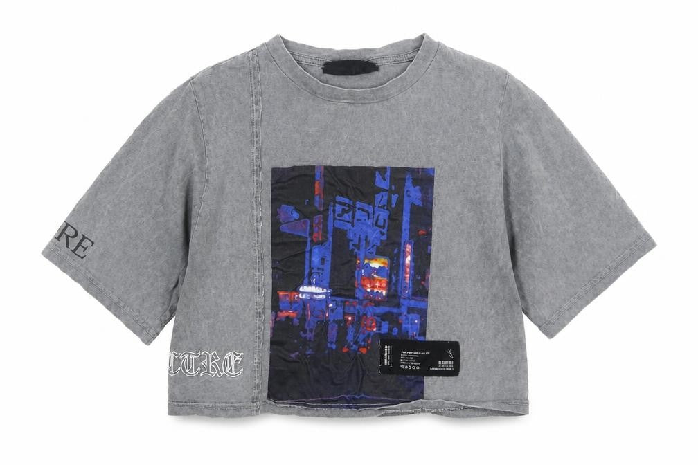 The Couture Club Grey Cropped T-Shirt, Unisex S