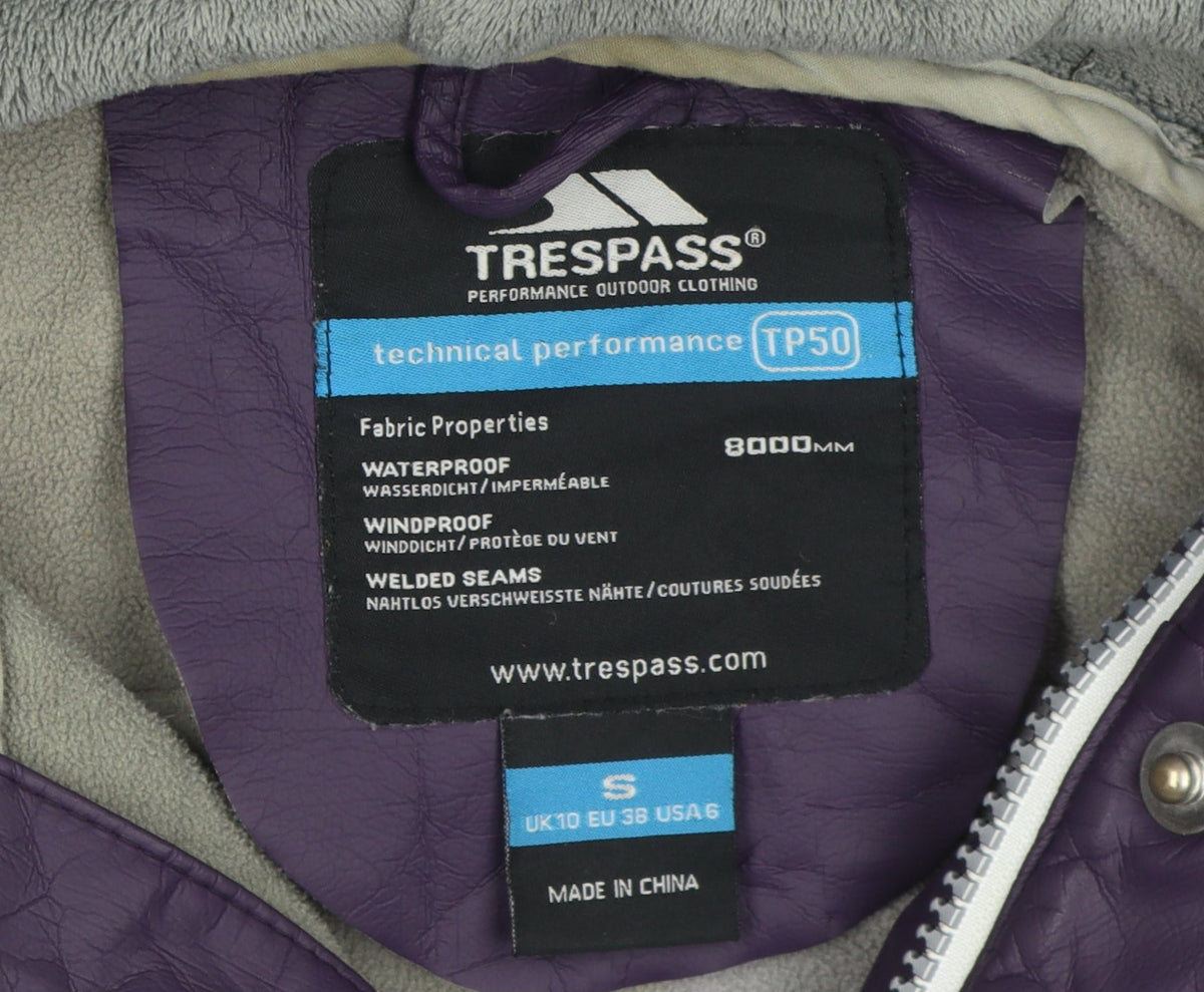 Trespass Women's Purple Waterproof Parka Jacket Size 10