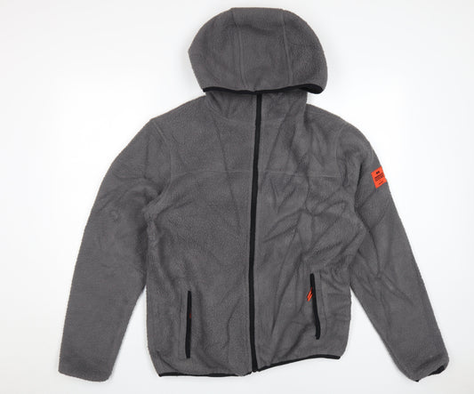 Crosshatch Men's Grey Hooded Fleece Jacket Small