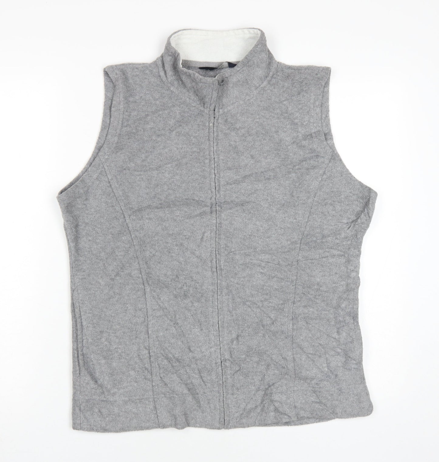 ISLE ESSENTIALS Grey Waistcoat, Women's M, Full Zip