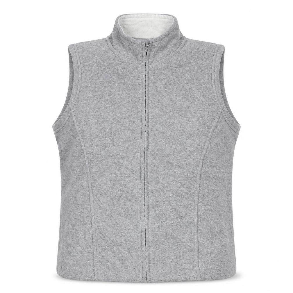 ISLE ESSENTIALS Grey Waistcoat, Women's M, Full Zip