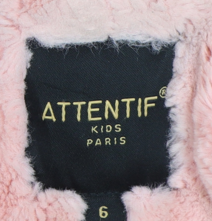 Close-up detail of Attentif girls’ camouflage parka coat green, size 10, years
