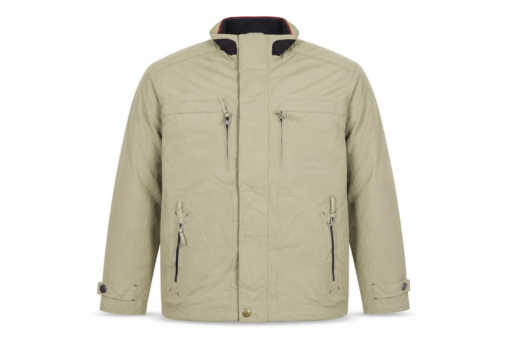 Greenwoods Men's Beige Jacket L with Full Zip and Pockets