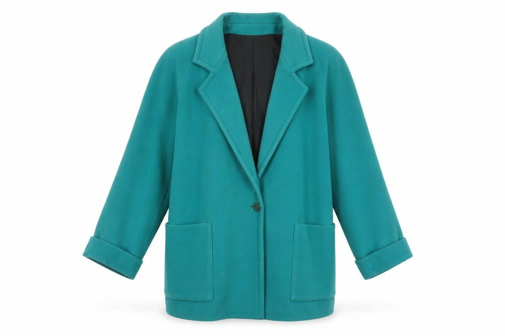 Rodier Women's Green Wool Cashmere Mid-Length Coat