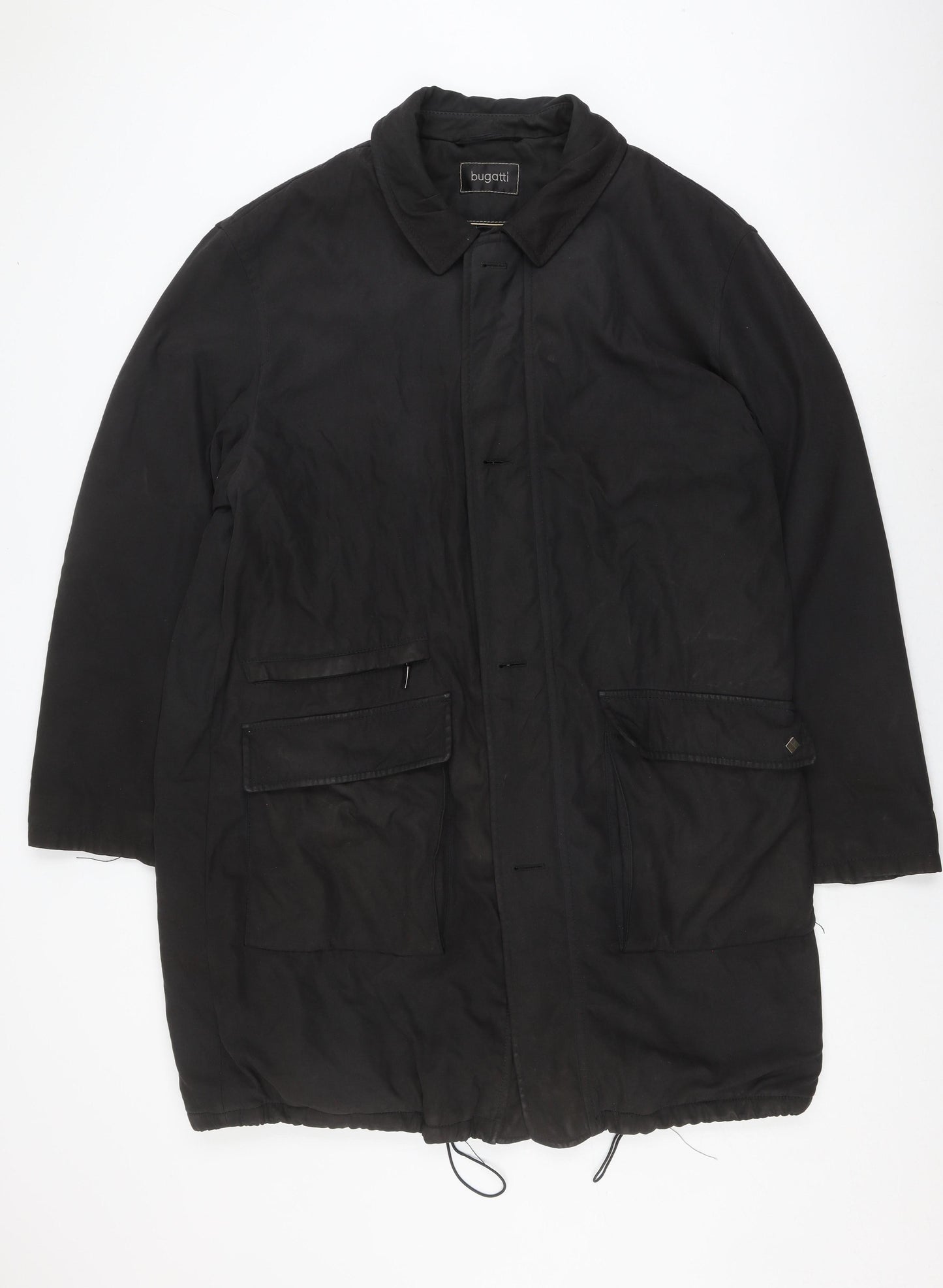Bugatti Unisex Black Mid-Length Overcoat, Size 18