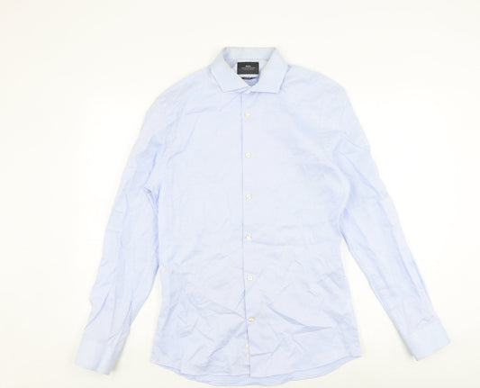 Moss London Men's Slim Fit Blue Shirt